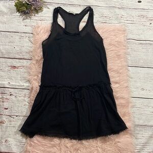 Hatch Maternity Glaze Black Gauze Raw Hem Tunic Blouse